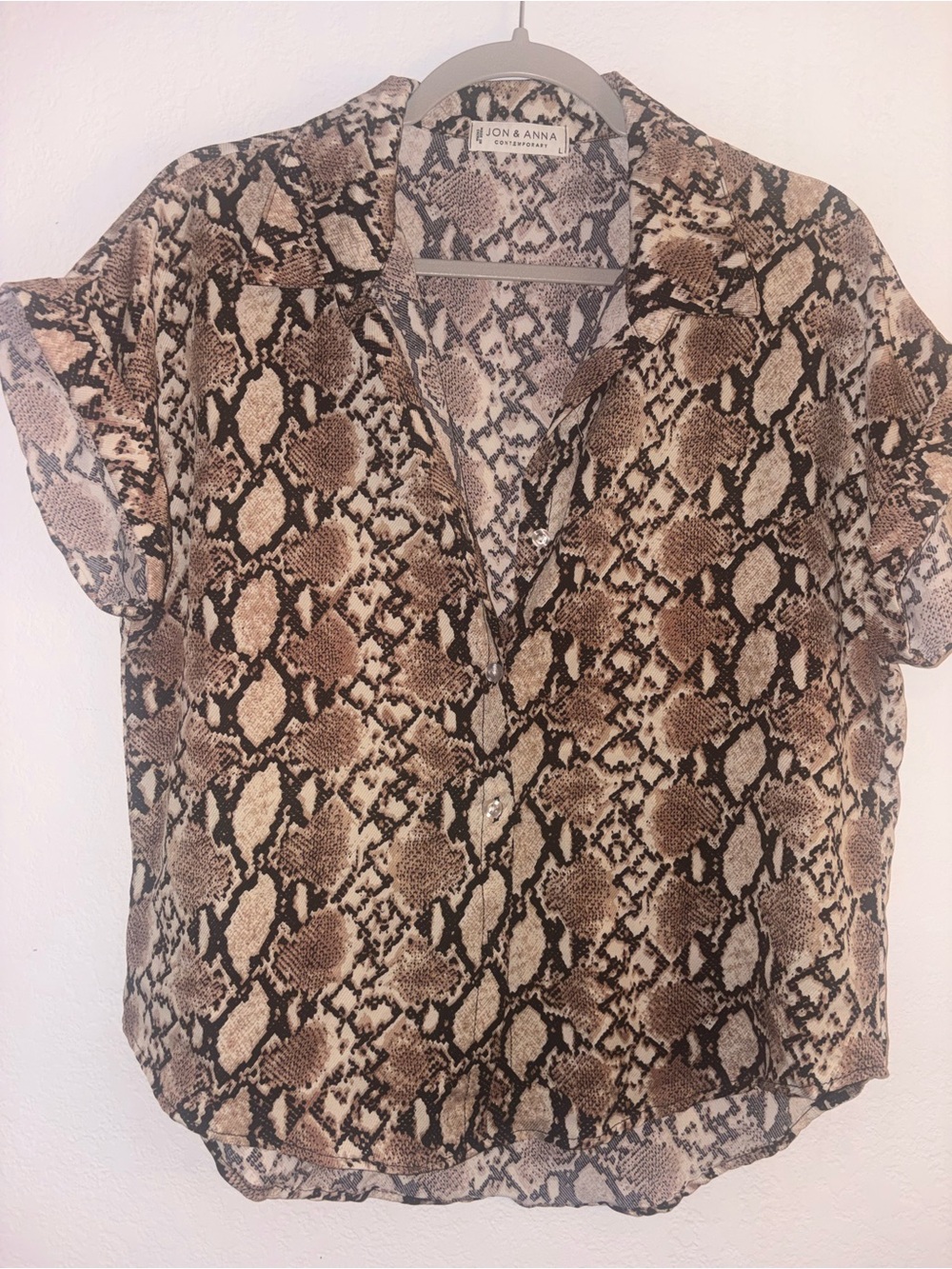 Jon & Anna Brown Snake Print Button-Down Blouse